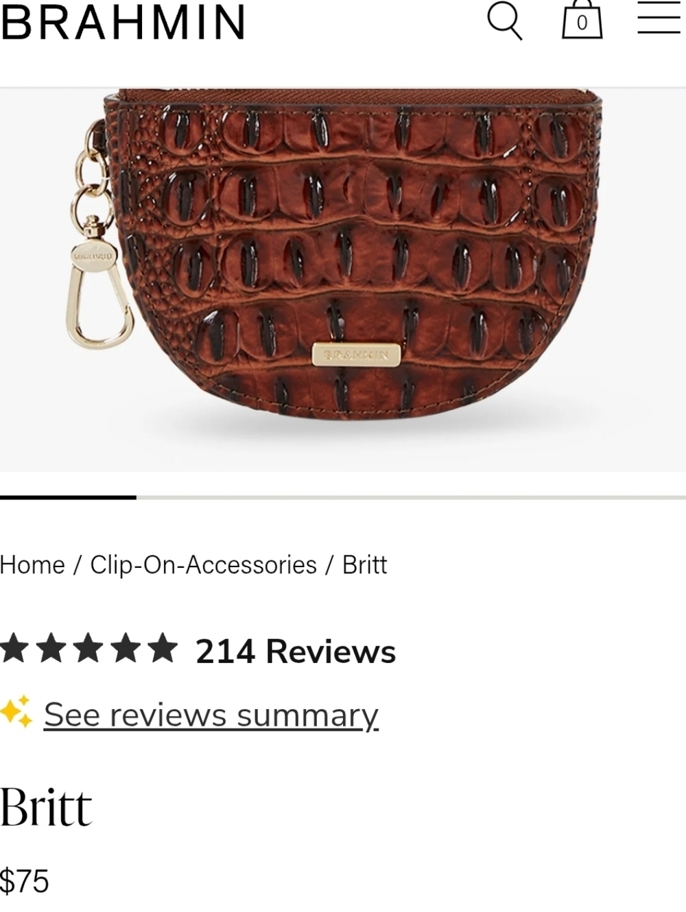 Brahmin Britt  Metallic Gold Croc-Embossed Wristlet - Picture 5 of 5